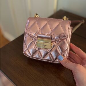 Kate Spade Pink Quilted Crossbody Bag with Gold Hardware